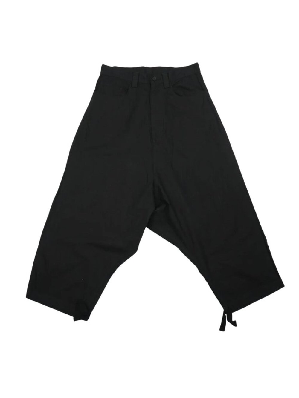 Y's Yohji Yamamoto Black Drop Crotch Harem Pants Cotton Rayon